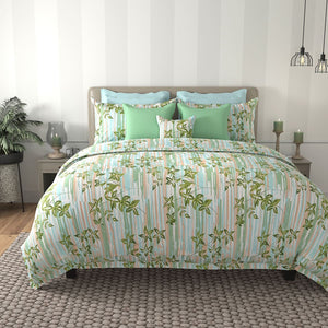 Msc San Flower Egyptian Cotton Duvet Cover Set (Green) (3 Pcs) by By Adab