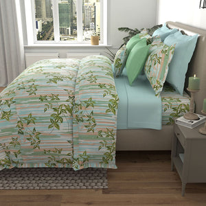 Msc San Flower Egyptian Cotton Duvet Cover Set (Green) (3 Pcs) by By Adab