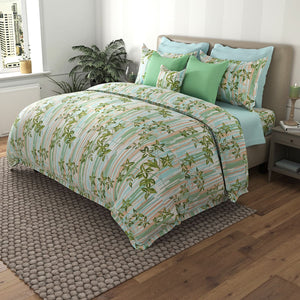Msc San Flower Egyptian Cotton Duvet Cover Set (Green) (3 Pcs) by By Adab