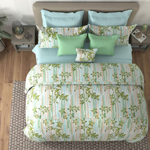 Msc San Flower Egyptian Cotton Duvet Cover Set (Green) (3 Pcs) by By Adab