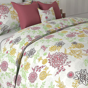 Msc Wheel Flower Egyptian Cotton Duvet Cover Set (3 Pcs) by By Adab - Home Artisan