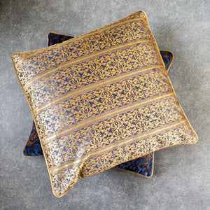 Ara Blue and Gold Embroidered Cushion Covee by Valaya Home for Tapestry
