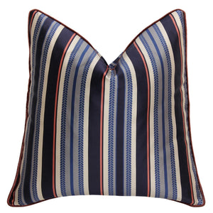 Samira Blue Stripes Printed Cushion Cover by Valaya Home for Tapestry