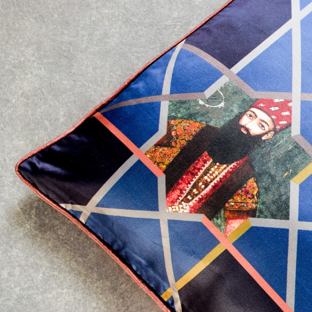 Sifat Blue Printed Cushion Cover by Valaya Home for Tapestry