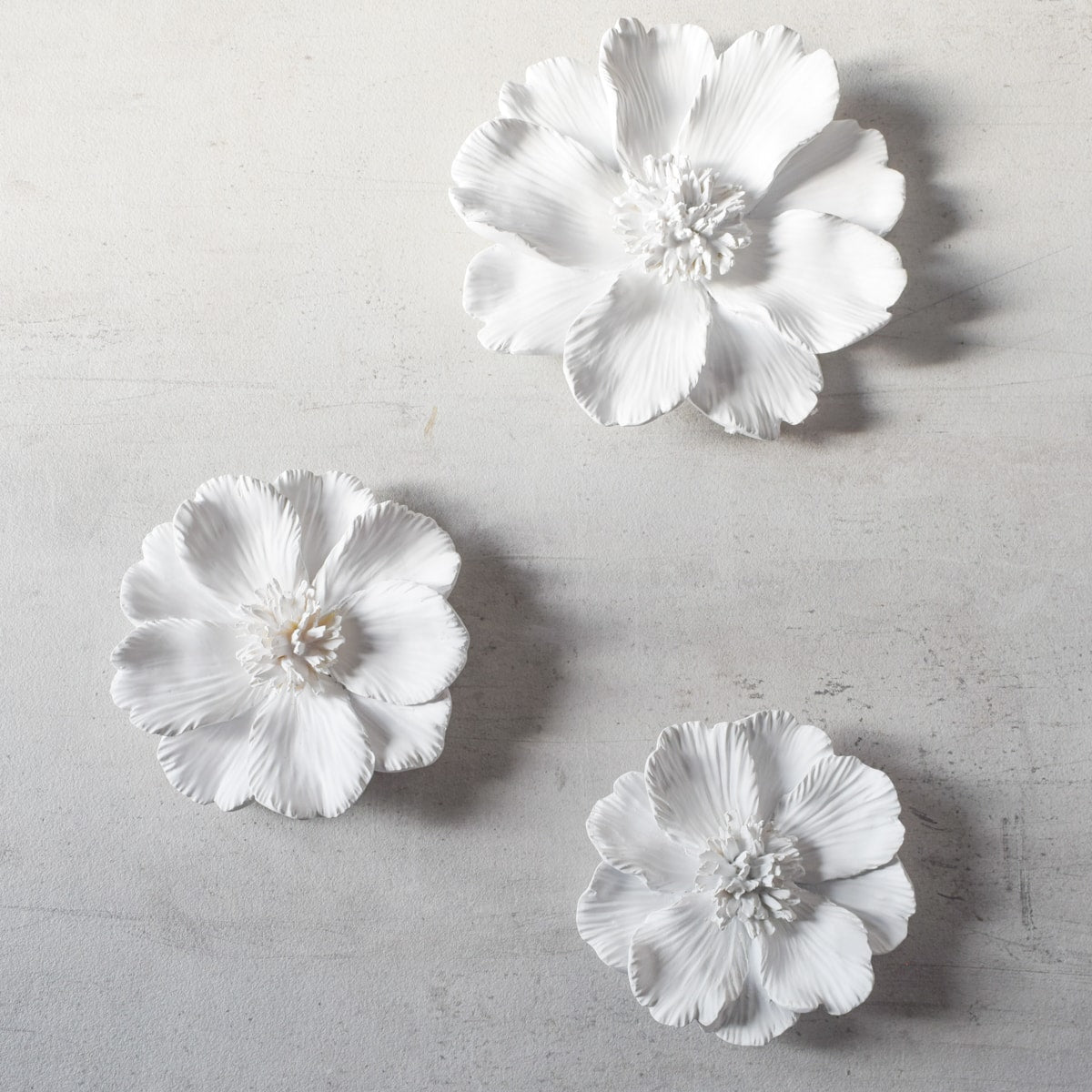 Peony Ceramic Flowers Wall Sculpture (White)
