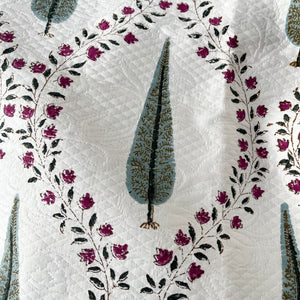 Malia Floral Meshwork Block Print Bed Cover