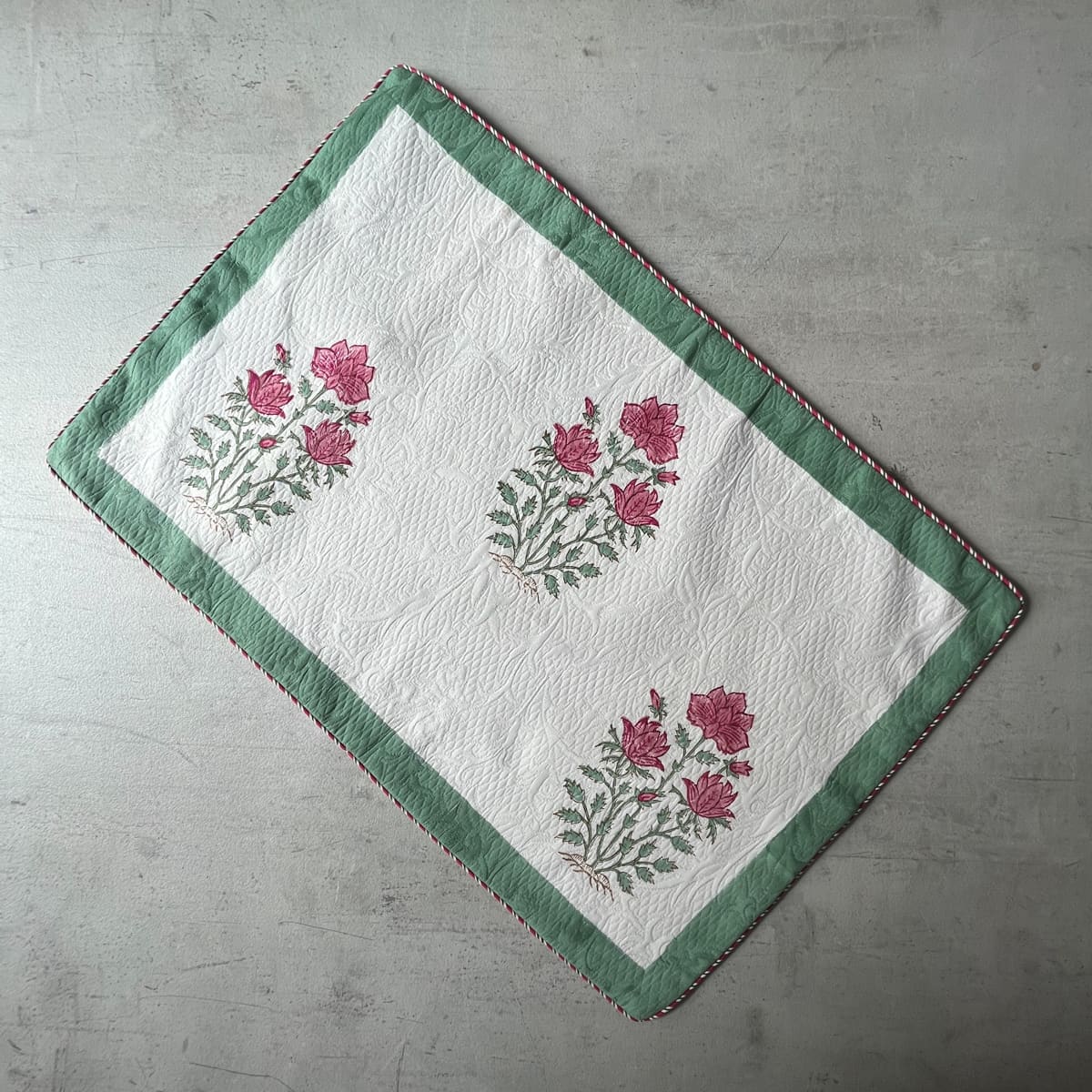 Maira Floral Pattern Hand Block Print Bed Cover