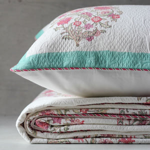 Anaya Floral Pattern Hand Block Print Bed Cover - Home Artisan