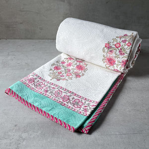 Anaya Floral Pattern Hand Block Print Bed Cover