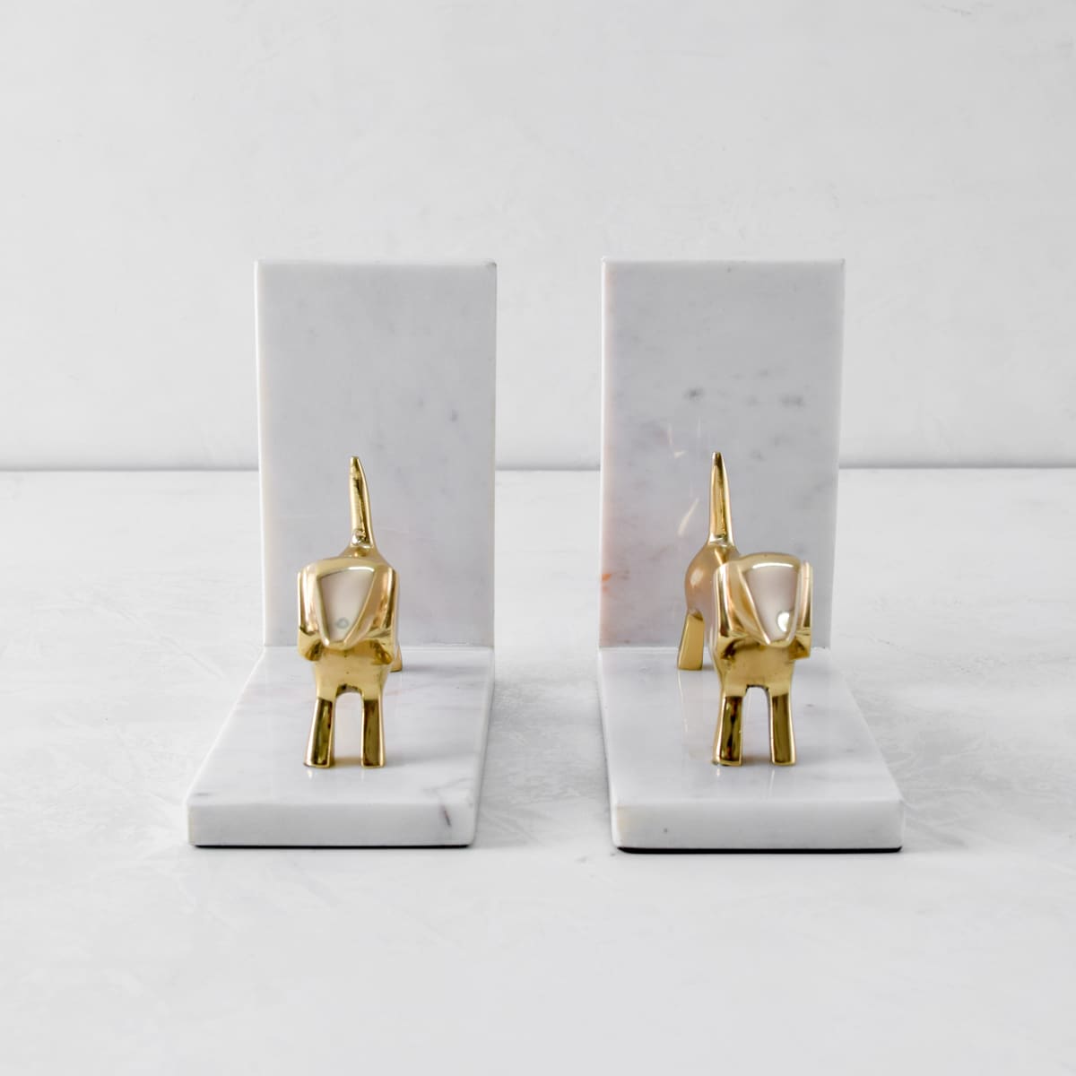 Coco Marble and Brass Dachshund Bookends