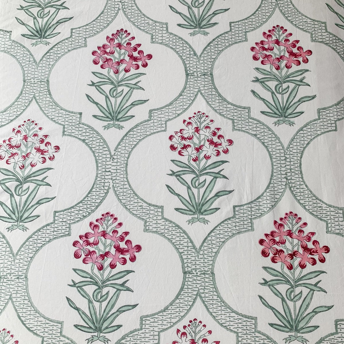 Aaira Floral Mesh Hand Block Print Bed Sheet