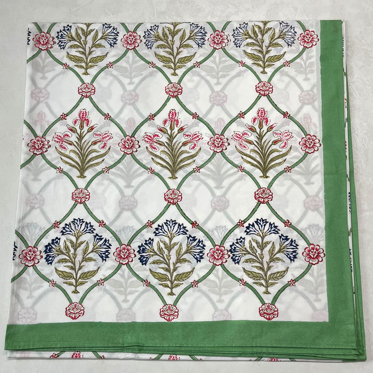 Nafisa Floral Meshwork Hand Block Print Bed Sheet