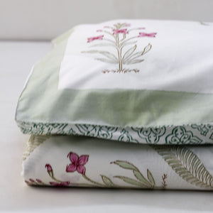 Faiza Floral Meshwork Hand Block Print Bed Sheet - Home Artisan