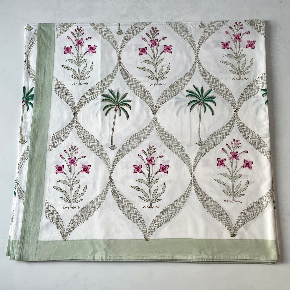 Faiza Floral Meshwork Hand Block Print Bed Sheet