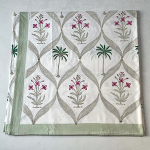 Faiza Floral Meshwork Hand Block Print Bed Sheet