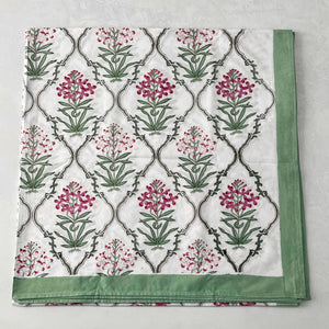 Parisa Floral Meshwork Hand Block Print Bed Sheet