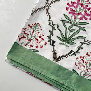 Parisa Floral Meshwork Hand Block Print Bed Sheet