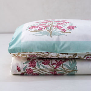 Aquila Floral Pattern Hand Block Print Bed Sheet - Home Artisan