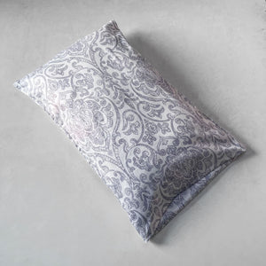 White and Blue Botanical Pattern Cotton Bed Sheet