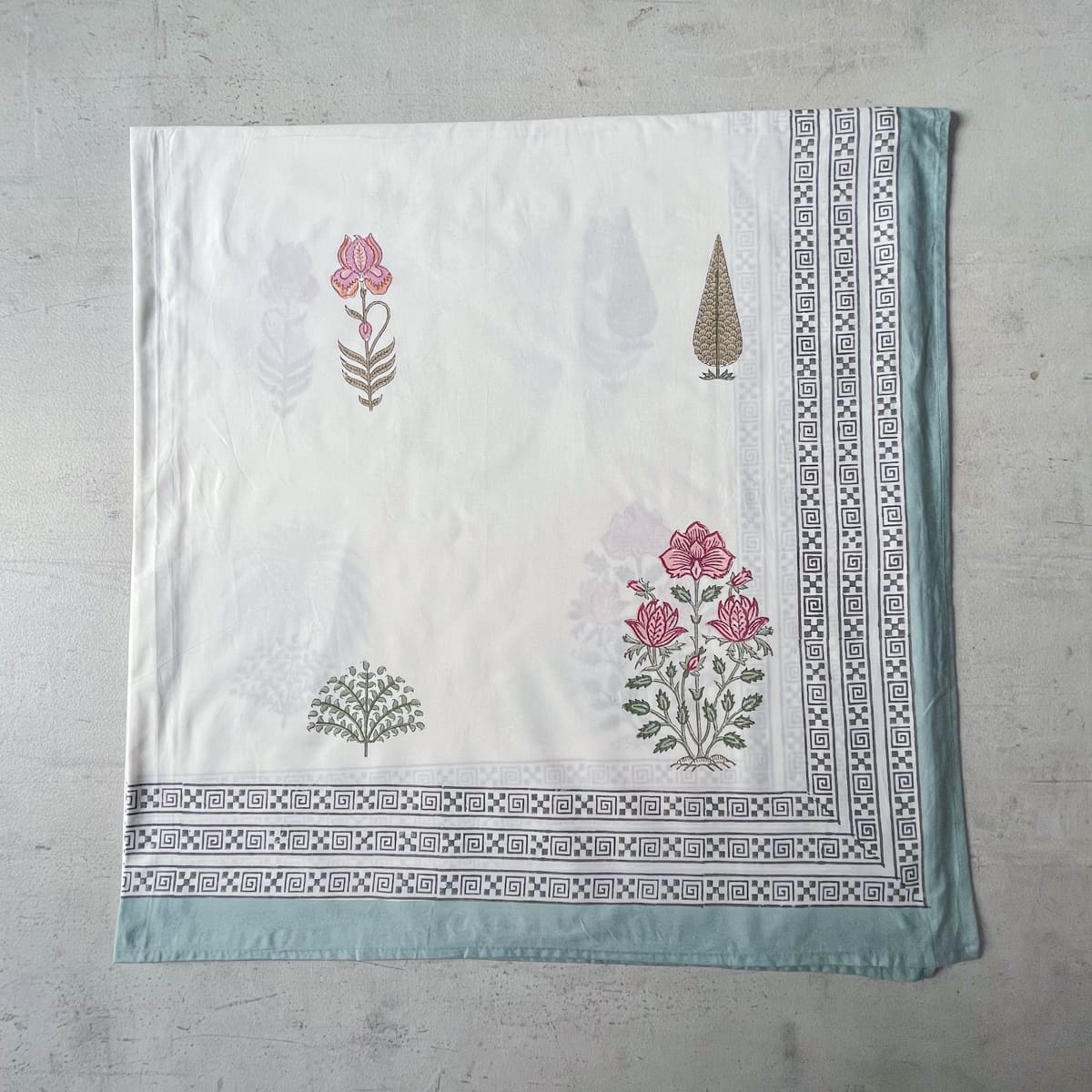 Ahida Floral Pattern Hand Block Print Bed Sheet