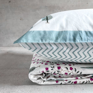 Malia Floral Meshwork Hand Block Print Bed Sheet - Home Artisan