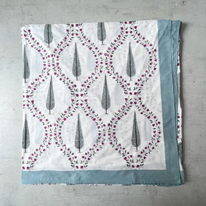 Malia Floral Meshwork Hand Block Print Bed Sheet