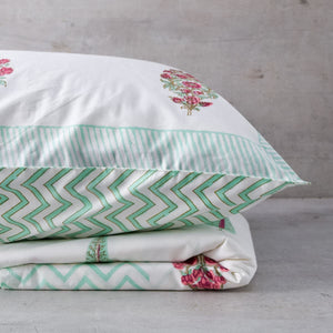 Alina Floral Pattern Hand Block Print Bed Sheet - Home Artisan
