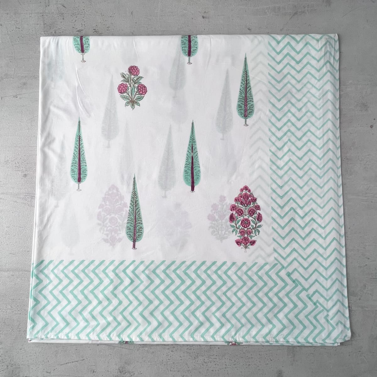 Alina Floral Pattern Hand Block Print Bed Sheet