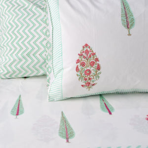 Alina Floral Pattern Hand Block Print Bed Sheet