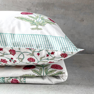 Zoha Floral Pattern Hand Block Print Bed Sheet - Home Artisan