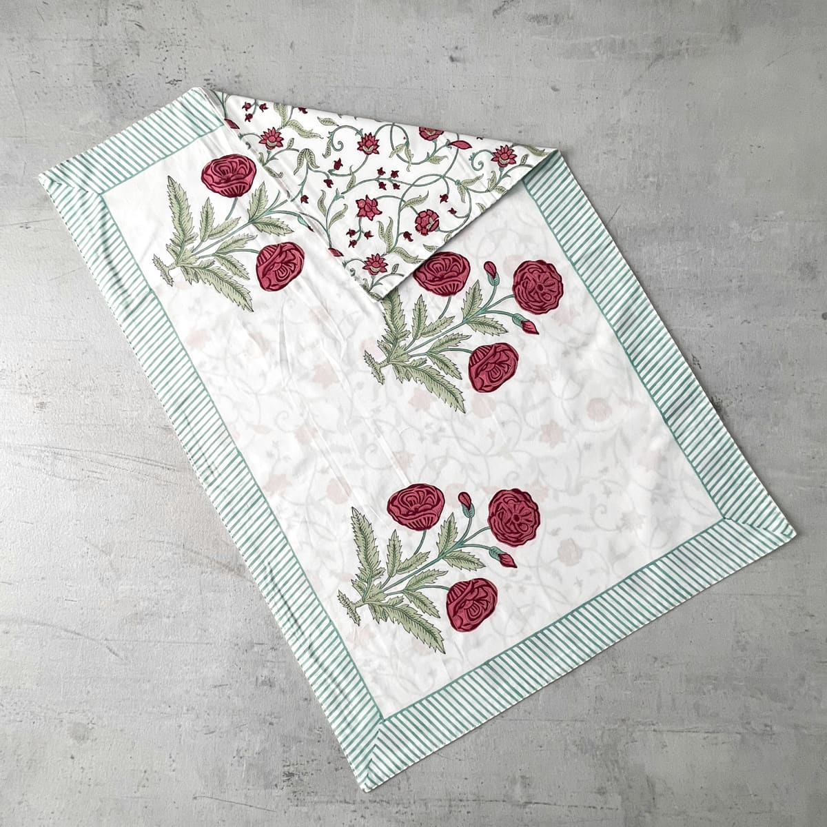 Zoha Floral Pattern Hand Block Print Bed Sheet