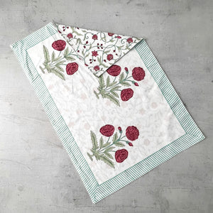 Zoha Floral Pattern Hand Block Print Bed Sheet