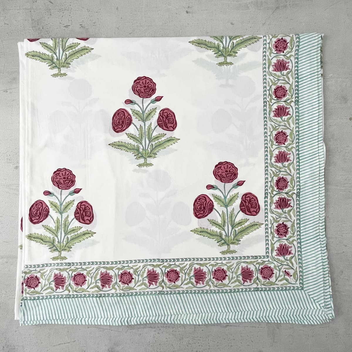 Zoha Floral Pattern Hand Block Print Bed Sheet