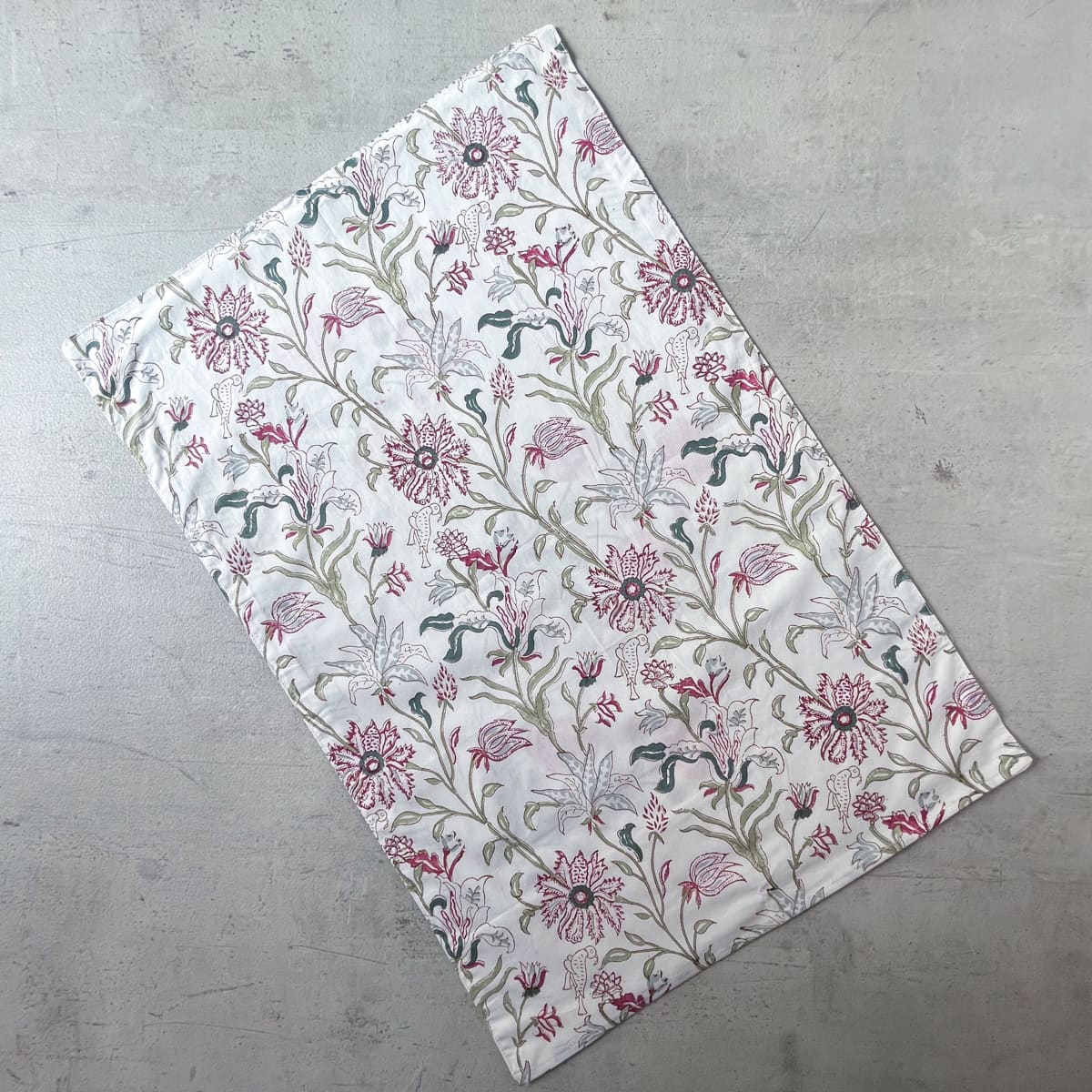Rose and Palm Hand Block Print Bed Sheet - Home Artisan