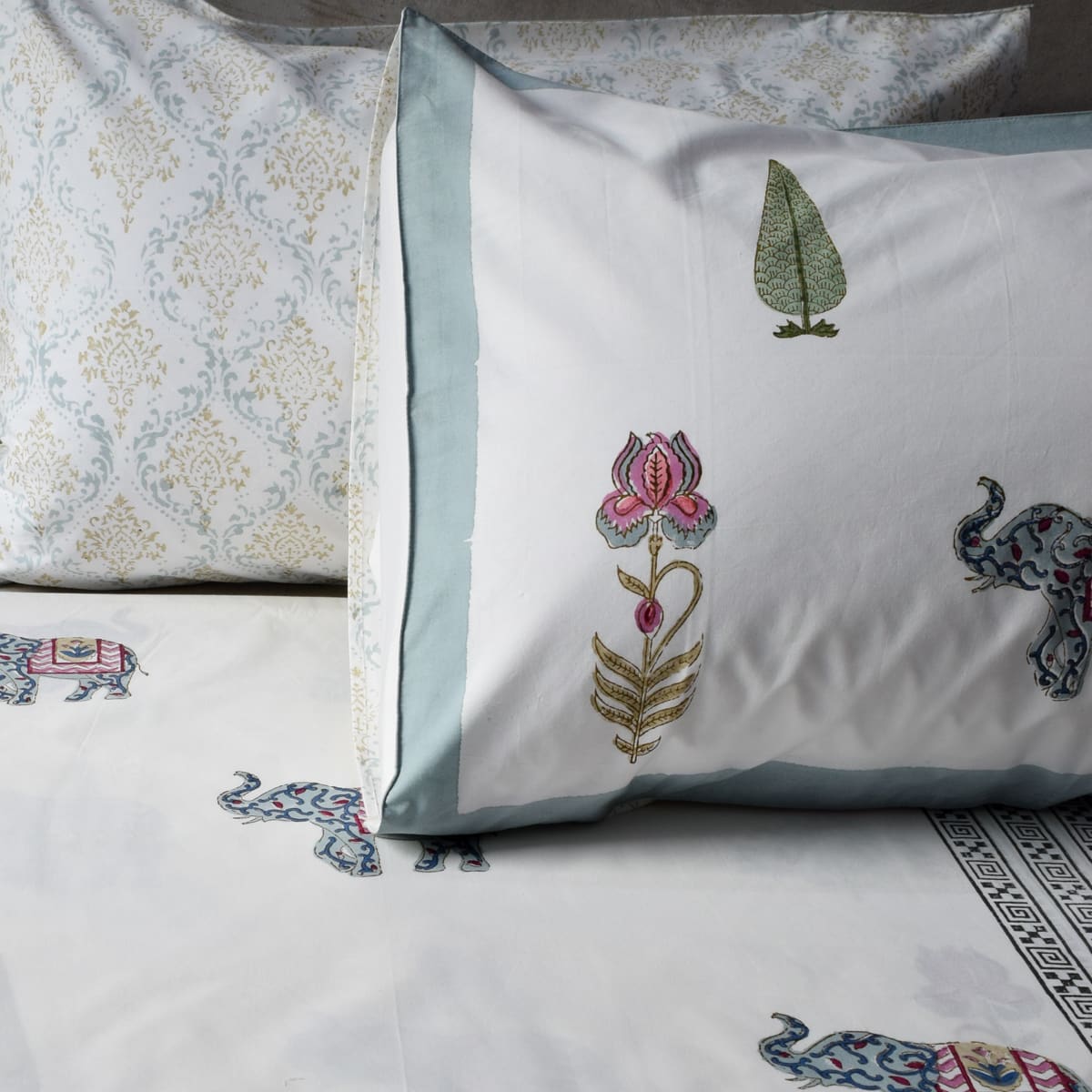 Zeinab Floral Pattern Hand Block Print Bed Sheet