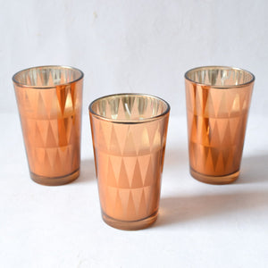 Clarisse Triangle-Pattern Copper Gold Candles - Set of 3