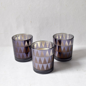 Dark Grey Triangle-Pattern Candles - Set of 3