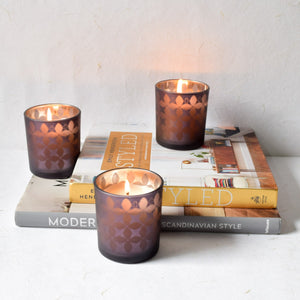 Dark Grey Floral-Pattern Candles - Set of 3
