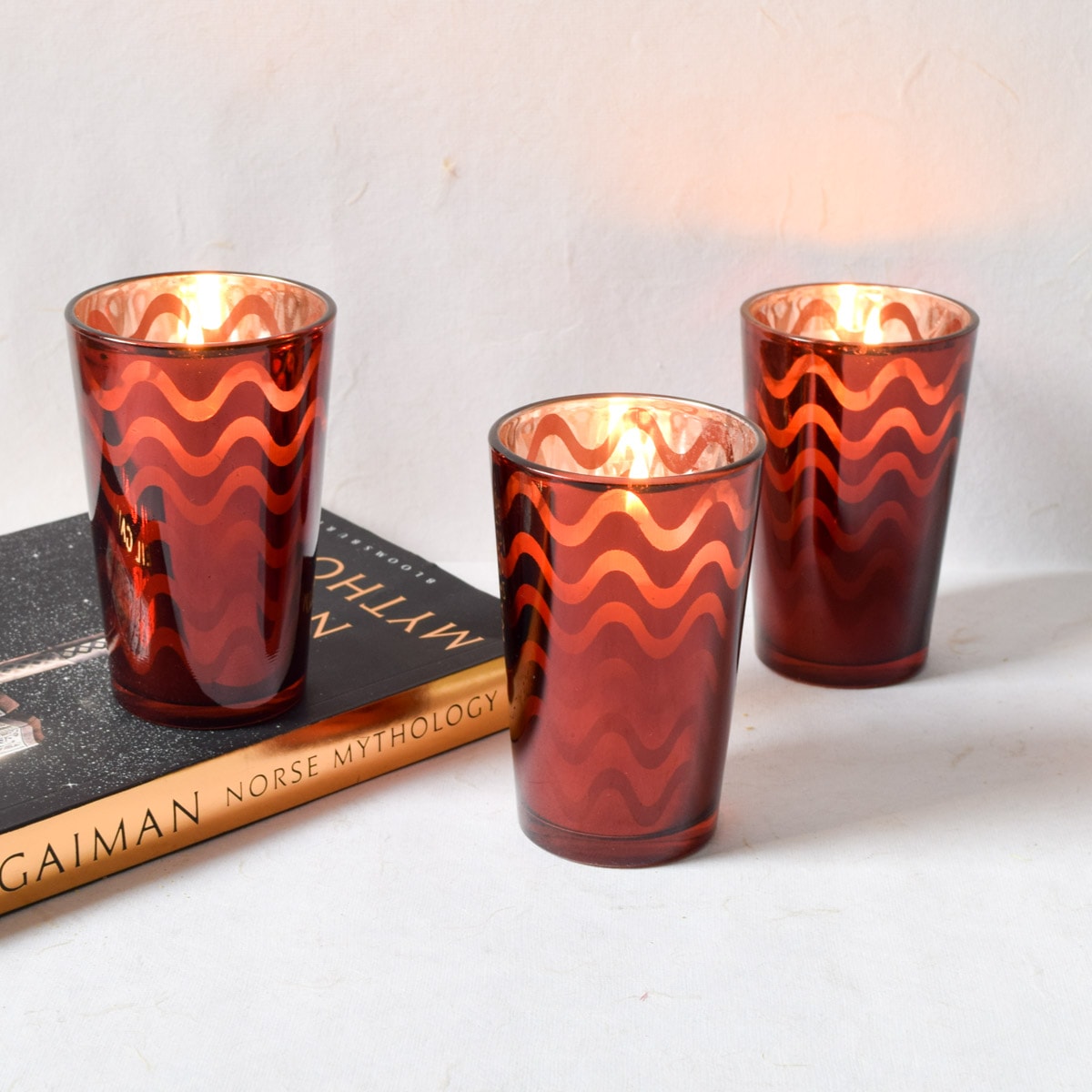 Clarisse Red Swirl Candles - Set of 3