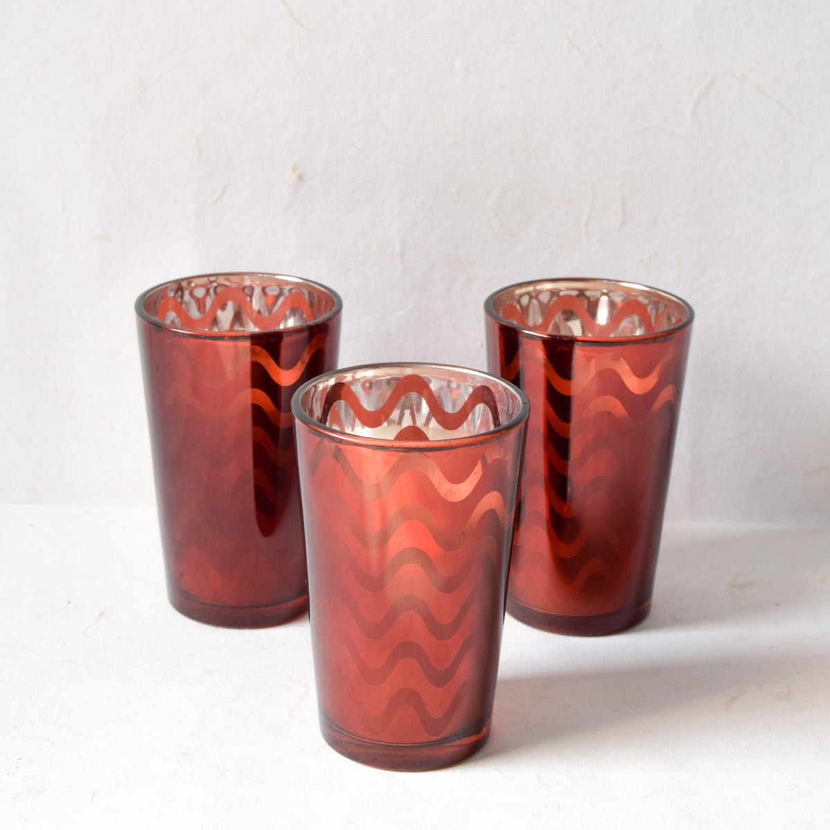 Clarisse Red Swirl Candles - Set of 3