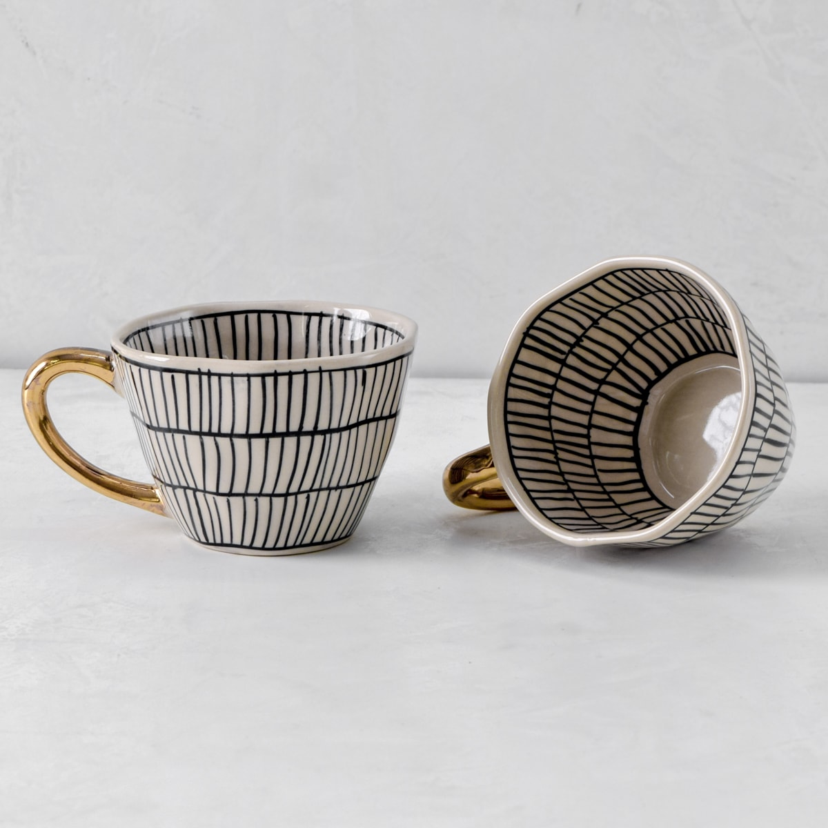 Natalie Meshed Handmade Ceramic Cup with Gold Handle