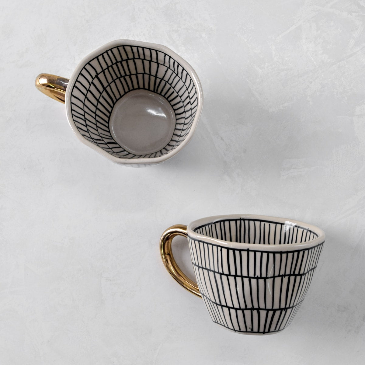 Natalie Meshed Handmade Ceramic Cup with Gold Handle