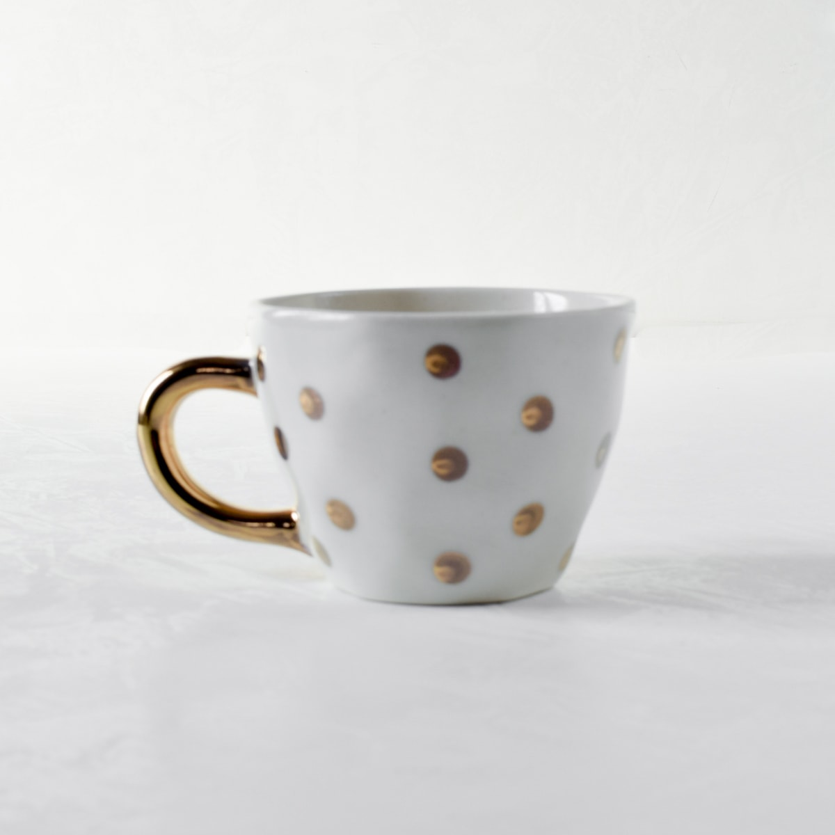 Esmira Golden Polka Dot Ceramic Cup with Golden Handle