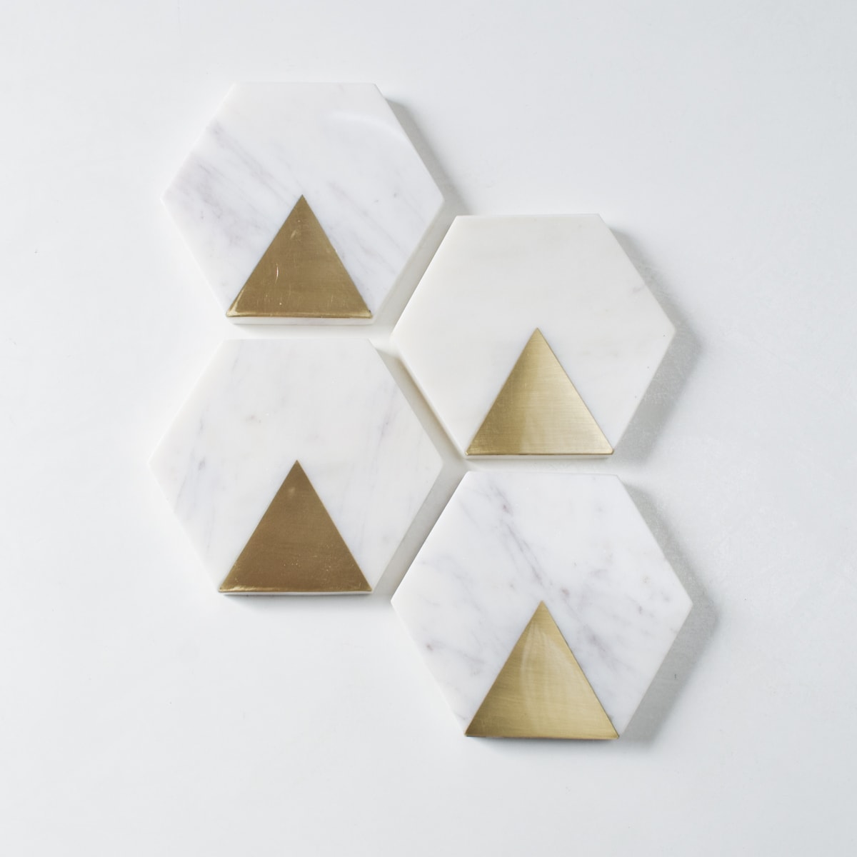 Sirocco Hexagon Marble and Brass Coasters - Set of 4