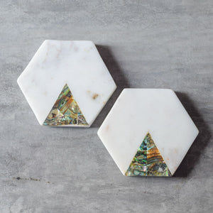 Stefano Marble Coasters with Abalone Shell Inlay (Set of 2) - Home Artisan
