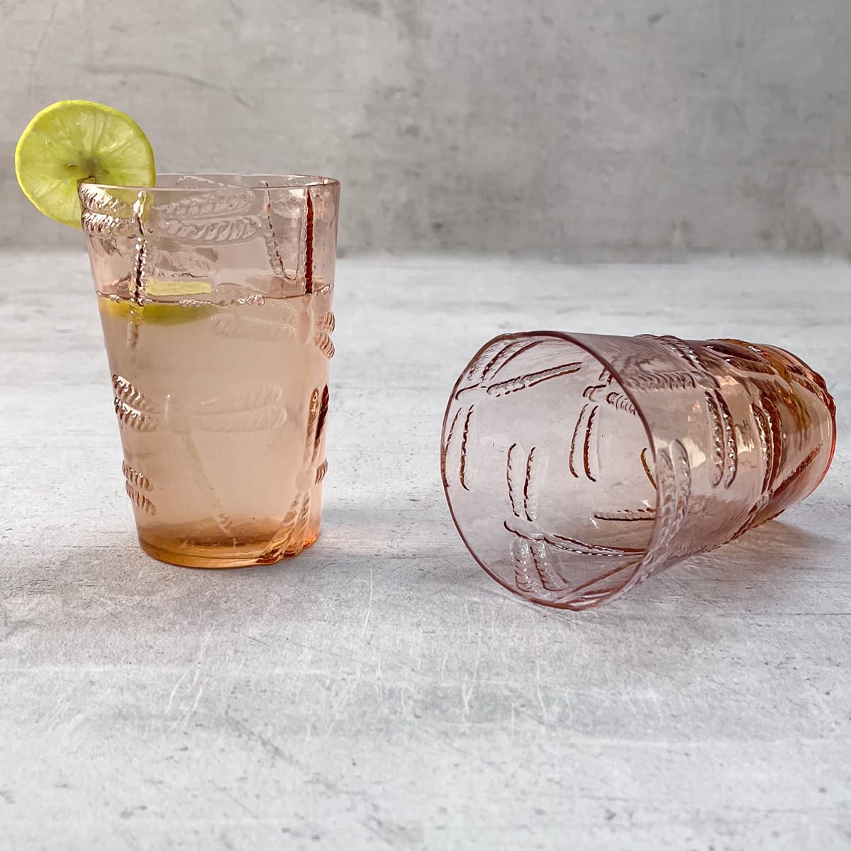 Esrin Peach Dragonfly Drinking Glass (Set of 2) - Home Artisan