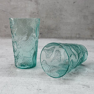 Jeremiah Turquoise Gingko Leaf Drinking Glass (Set of 2)