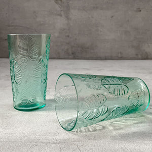 Bruno Turquoise Monstera Leaf Drinking Glass (Set of 2) - Home Artisan