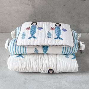 Nerissa Hand Block Print Cotton Quilt Set  - Home Artisan