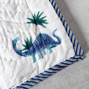 Spike Dinosaur Hand Block Print Cotton Quilt Set